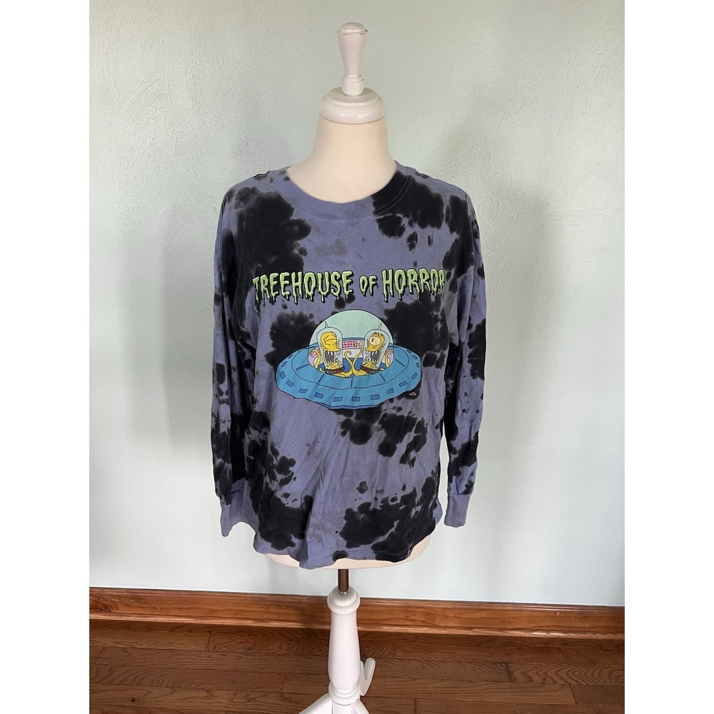 The Simpsons Treehouse Of Horror‎ Purple Tie Dye Sweater Sz Sm Graphic Y2K Comic